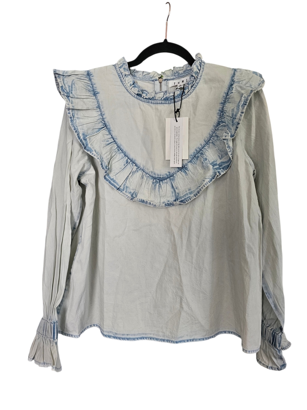 THML Light Blue Ruffle Long Sleeve Top - Picture 2 of 9